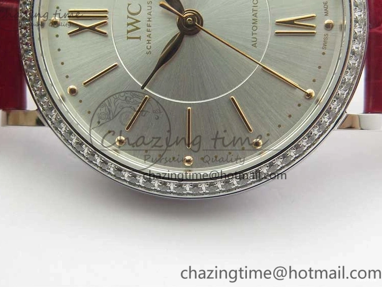 MIROTIME 0317 Portofino Automatic 37 SS M+F 1:1 Best Edition Silver Dial RG Markers on Red Crocodile Strap A Reliable 7154